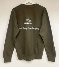 Load image into Gallery viewer, Gym Royale® Conquer Everything - Sweatshirt - White on Khaki
