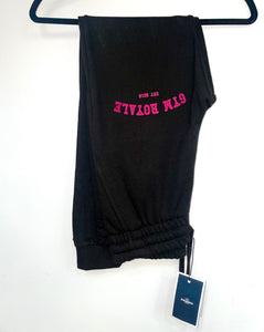 Gym Royale® Curved logo Sweat Pants - Black/Pink