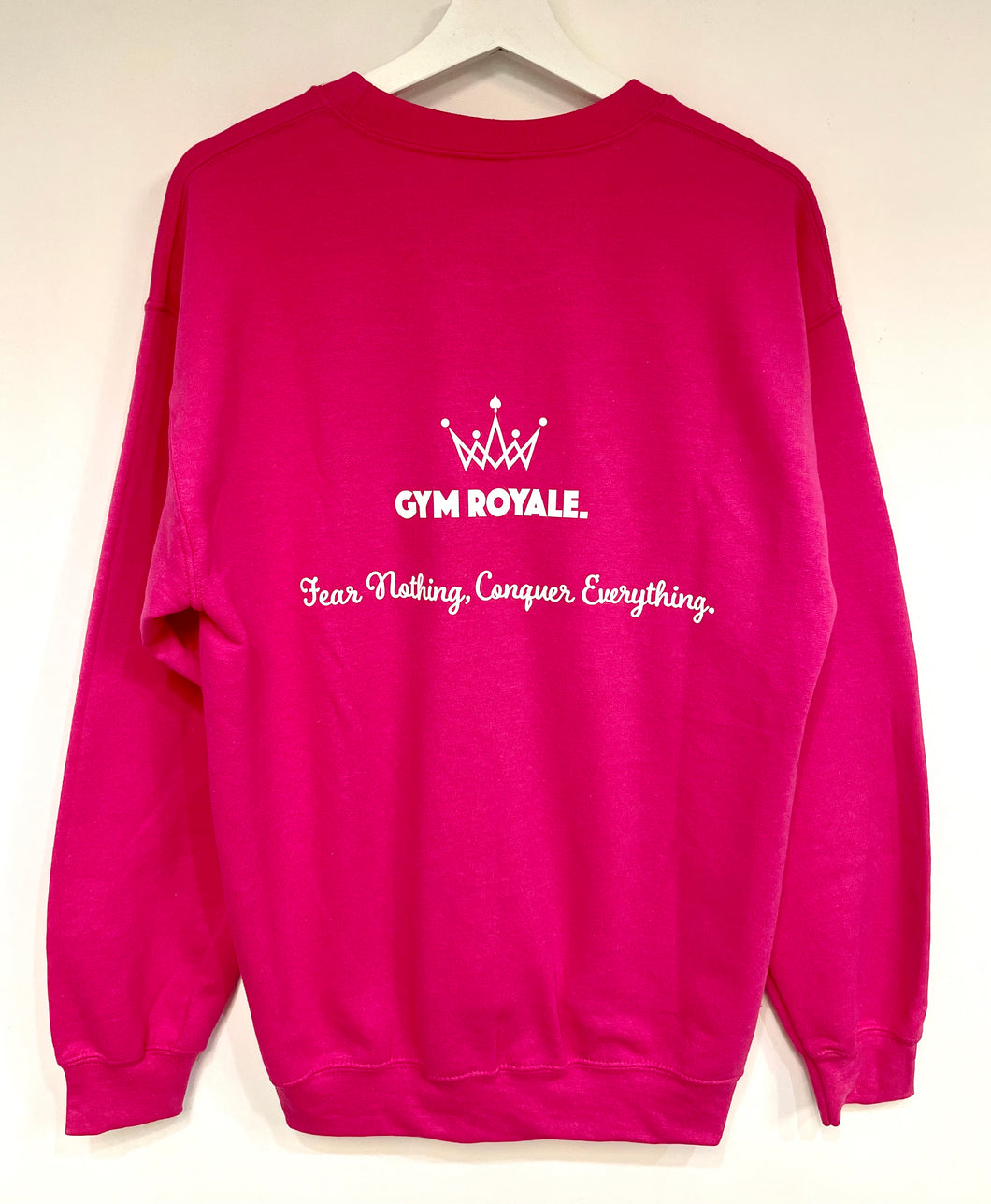 Gym Royale® Conquer Everything - Sweatshirt - White on Fuchsia