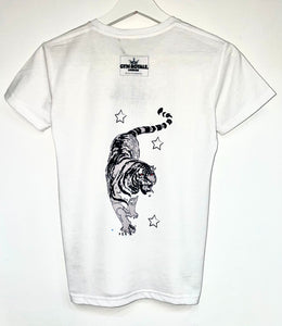 Gym Royale® - Tiger Back Star Tee - White/Black