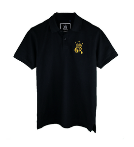 Gym Royale® Pique Polo Shirt – Black/Gold