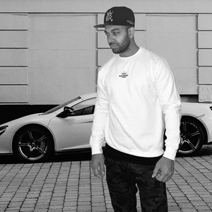Gym Royale® Large Flock Back - Sweatshirt - Black on White