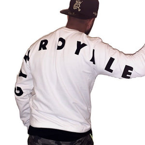 Gym Royale® Large Flock Back - Sweatshirt - Black on White