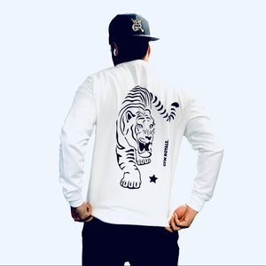 Gym Royale® - Tiger Roar Black on White Sweatshirt