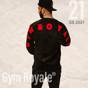 Gym Royale® Large Flock Back - Sweatshirt - Red on Black