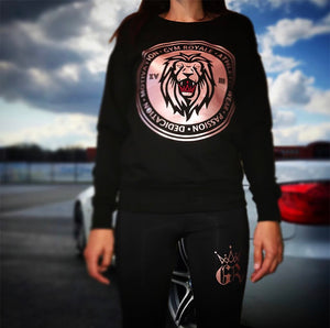 Gym Royale® Black and Rose Gold Lion Sweatshirt