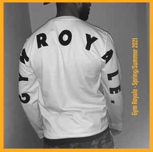 Gym Royale® Large Flock Back - Sweatshirt - Black on White