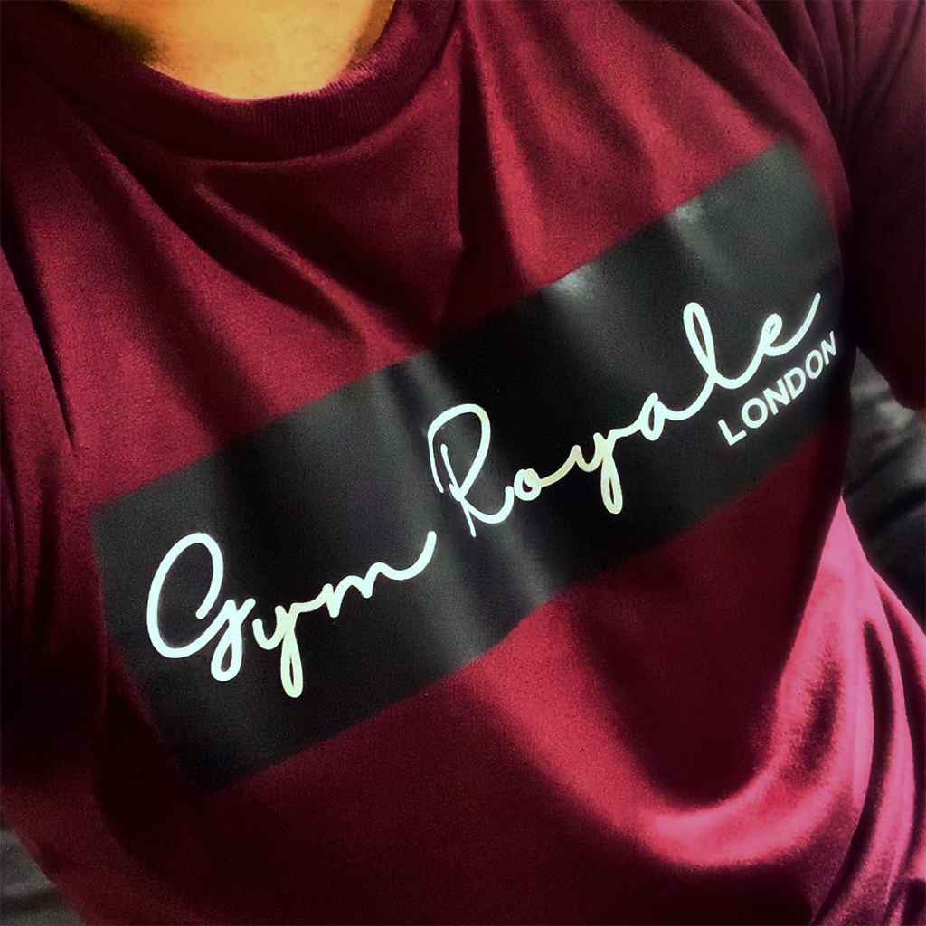 Gym Royale® Script Burgundy T-Shirt